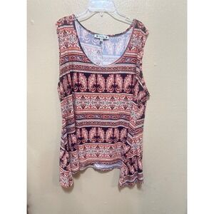 Wilde 3X Sleeveless‎ Tank Top Paisley Print Casual Womens Plus Size